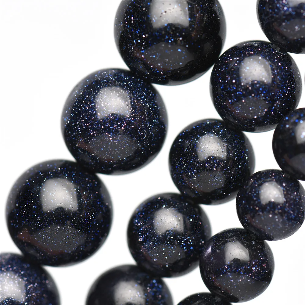 Natural Blue Sandstone Round Loose Beads - 16 Strand, Pick Your Size