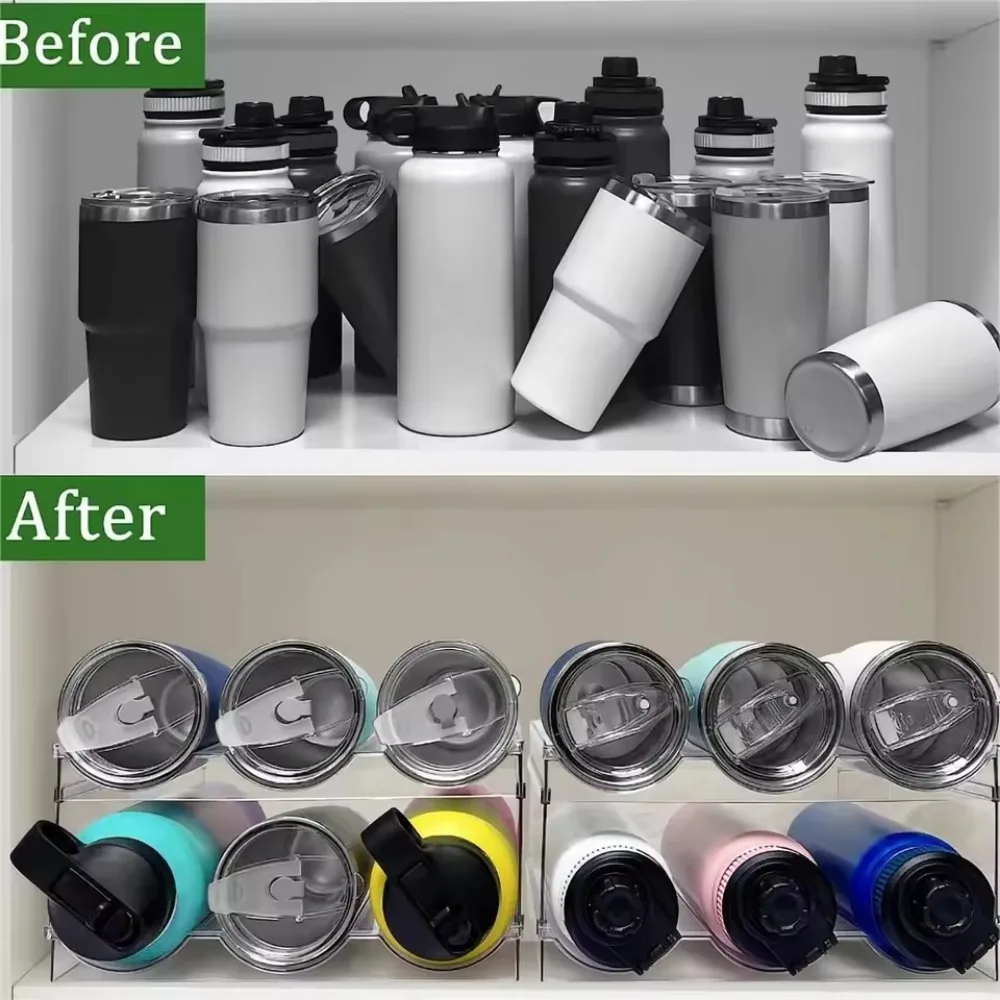 Stackable Bottle Holder Transparent Multi-storey Wine Rack Refrigerator Multi-functional Drink Organizer Acrylic Beverages Rack