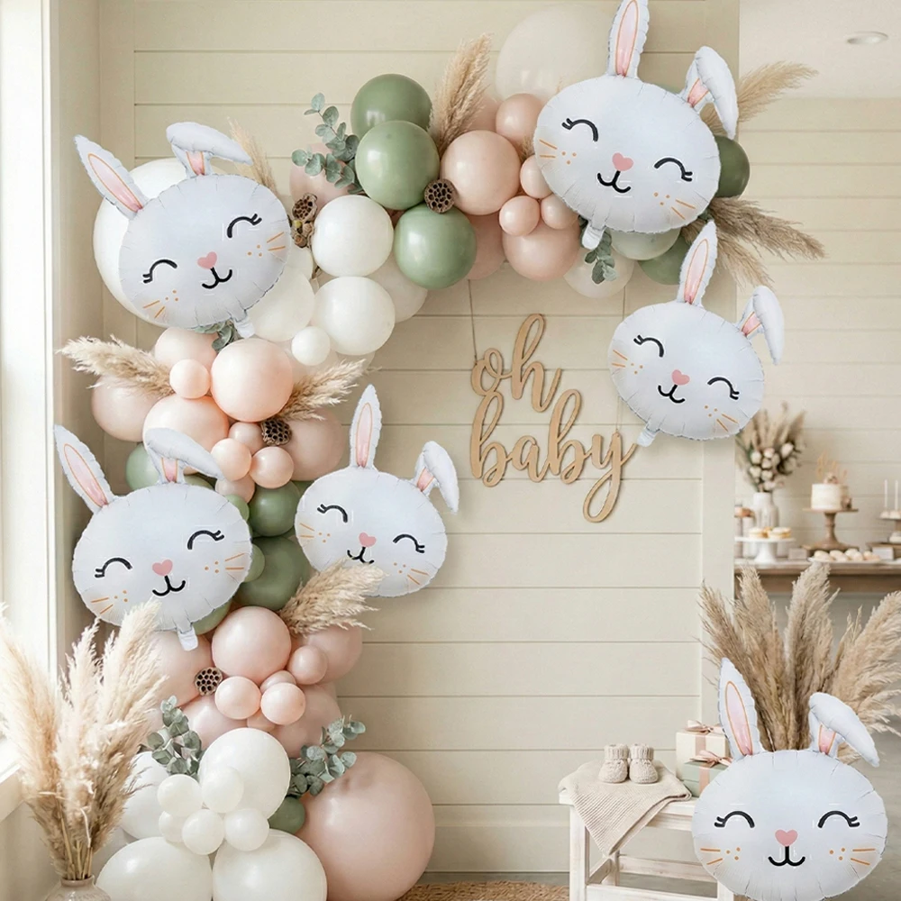 3/6 Stück Niedliche Hasenkopf-Luftballons Kaninchen-Mylar-Ballons für Kindergeburtstage Geschenk Babyparty-Dekorationen Oster-Party-Zubehör