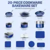 20 Pc Kitchen Pots and Pans Set Non Stick Cookware Set, Kitchen Cookware Sets, Granite Nonstick Cookware Set, Diamond Coated 2