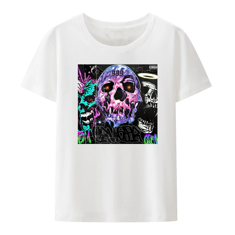 

Fantasy Skull Fantasy Colorful Skull Cotton T-shirt Pride The Weeknd Original Men's Shirts Y2k Short-sleev Zevity Vintage O-neck