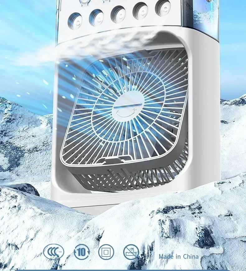 Description Picture 3 of itemPortable Misting Fan 3 Speed Desktop Mini Air Conditioner Rechargeable Water Cooling Mist Fan with 500mL Water Tank Cooling Fan
