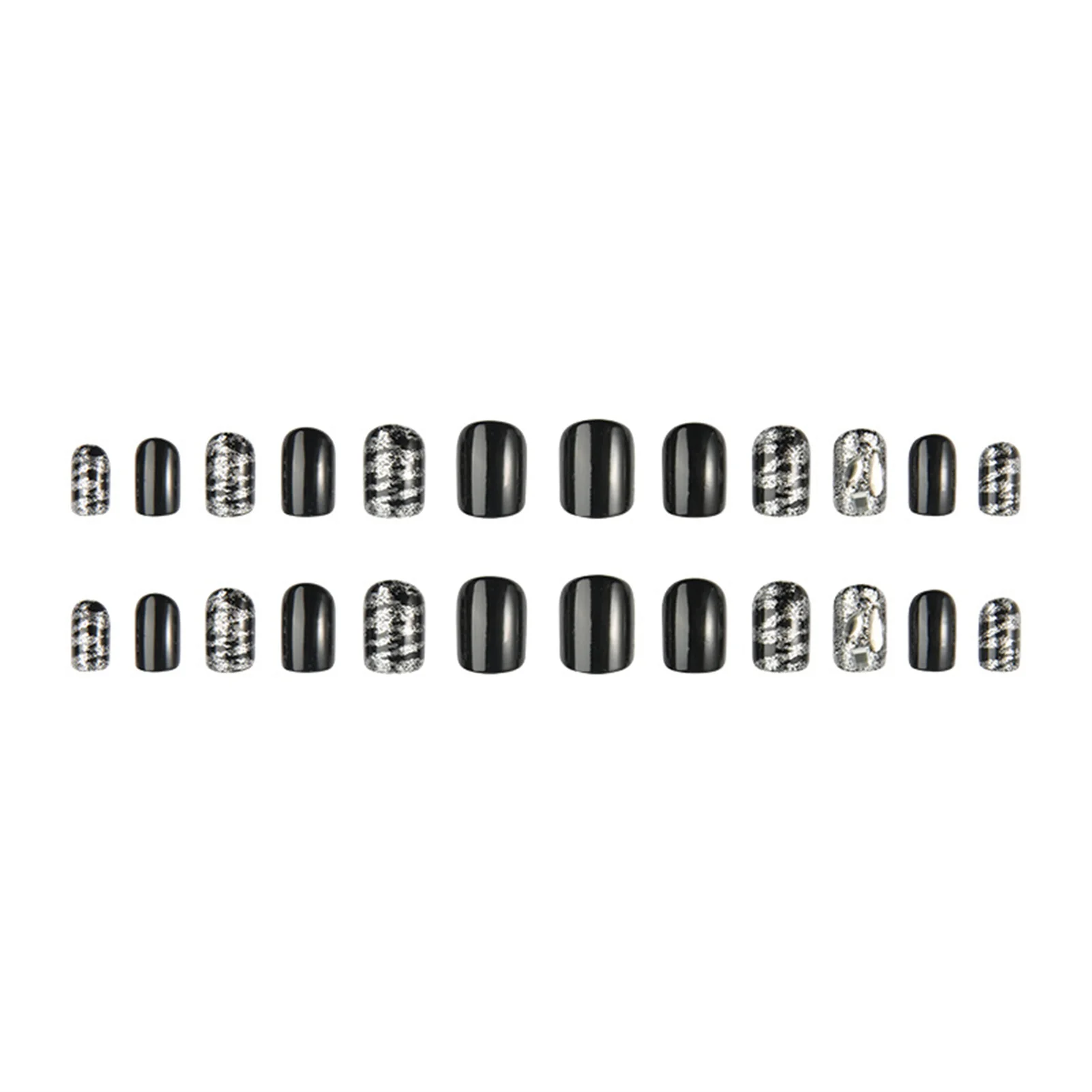 

Black Press on Nails for Women Unique Design Press-on Nails for Daily Students Nail Decoration