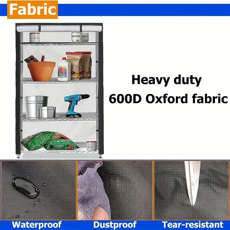 420D Waterproof Shelf Cover,Heavy Duty Dustproof Storage Shelving Unit Cover,Durable Steel Organizer Wire Rack Covers,Shelf Disp 3