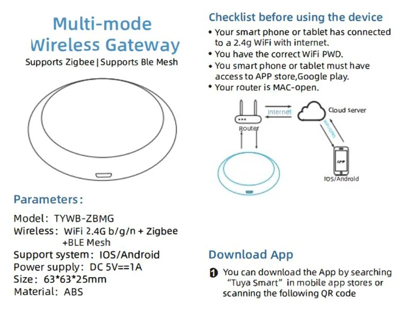 TUYA Zigbee BLE Gateway Smart Gateways Smart Home Bluetooth Mesh Hub Tuya Bridge