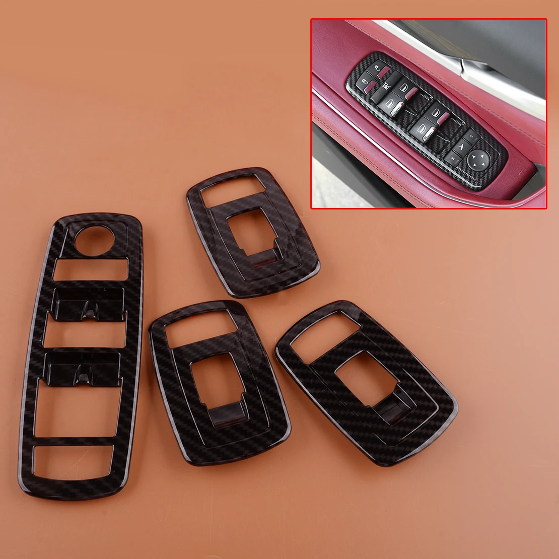 4 Pz/Set Car Window Lift Switch Panel Cover Trim Fit For Maserati Ghibli Levante 2016-2018 2019 2020 2021 Stile In Fibra Di Carbonio Abs