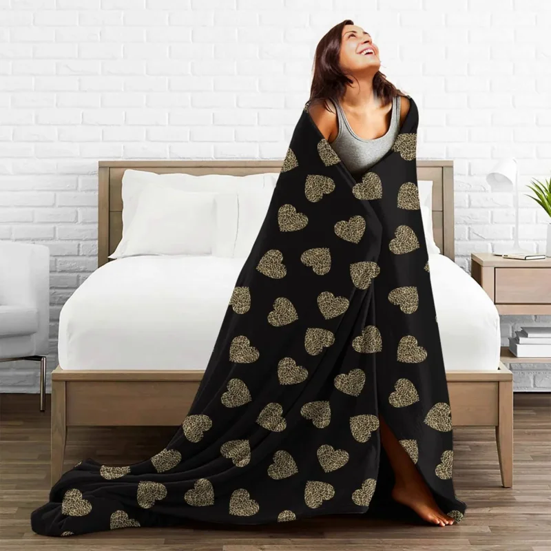 

Love Pattern Blanket Fleece Spring Autumn Breathable Lightweight Thin Throw Blankets for Sofa Bedroom Rug Piece