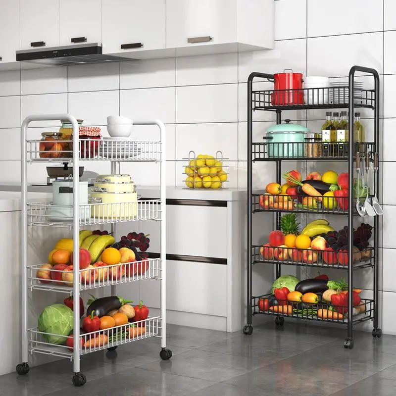 

Железная передвижная многоярусная кухонная стойка большой емкости для фруктов и овощей с колесами корзина для хранения тележка