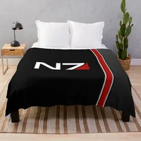 N7 Mass effect emblem! Throw Blanket Flannel Fabric bed plaid Luxury St Decorative Sofas Camping Blankets 1
