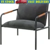 Durable Metal Lounge Chair Upholstered Seat Modern Design Comfortable Armrests Residential Use Charcoal Gray Finish 1