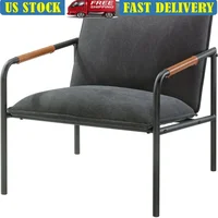 Durable Metal Lounge Chair Upholstered Seat Modern Design Comfortable Armrests Residential Use Charcoal Gray Finish 1
