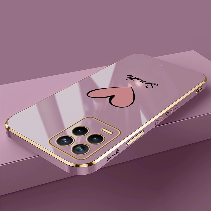 Chic Electroplated Love Heart Phone Case - Soft Silicone Shockproof Cover