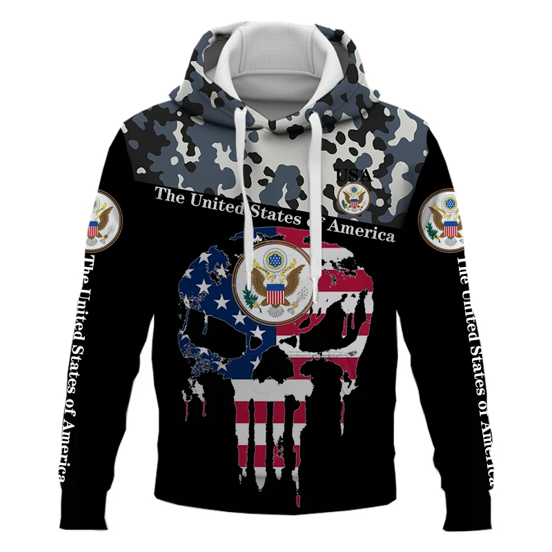 

USA camouflage Air Force Pullover Man hoodies sweatshirts Anime Hoodies Kids Sweatshirts Punisher skull Man Oversized hoodie