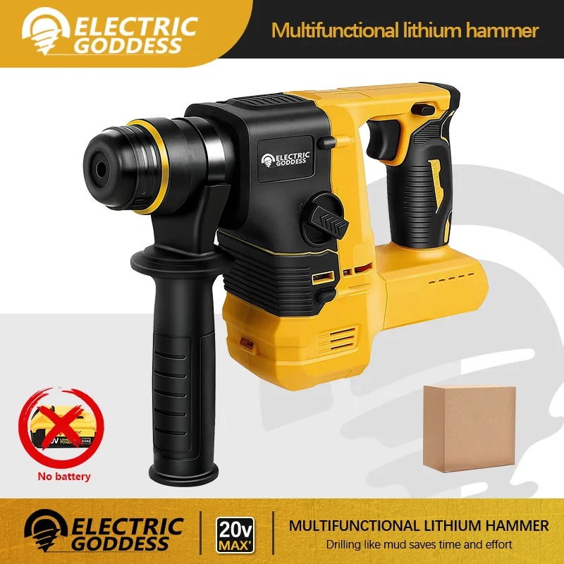 Electric Hammer Drill Electric Goddess Brushless Electric Hammer Drill Multifunctional Cordless for Dewalt 20V Battery