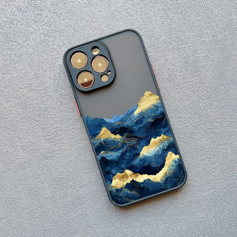 Gold and Blue Mountains Shockproof Phone Case
