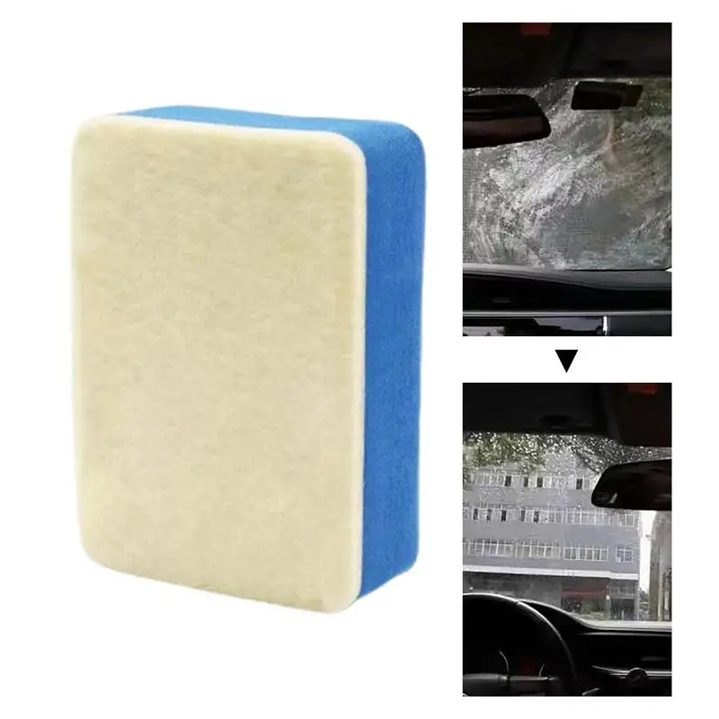 

Glass Oil Film Cleaning Wipe Wool Felt Sponge Windscreen Cleaner Polishing Pads for Car Windshield Decontamination Cleaning