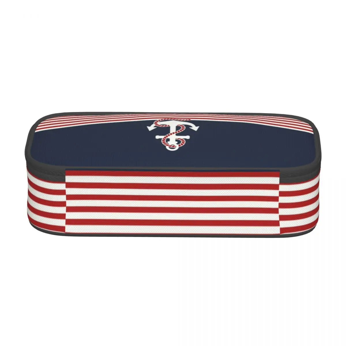 Navy Blue Stripes Nautical Anchor Boat Pencil Case for Boys Gilrs Big Capacity Pen Bag Box School Accessories
