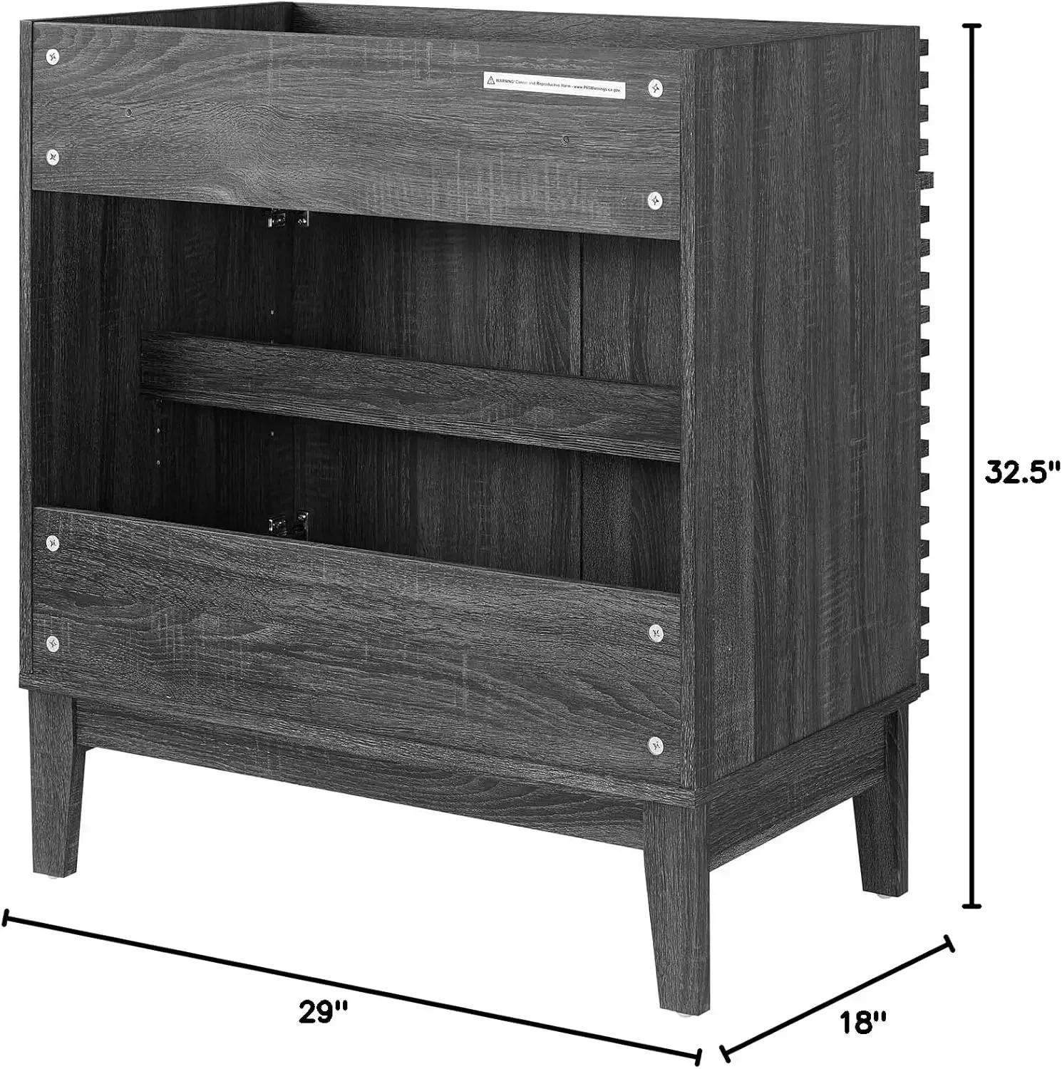 Render 30" Bathroom Vanity in Charcoal - Sink Basin Not Included 30"W X 18"L X 32.5"H Adjustable Rack Sturdy and Durable 3