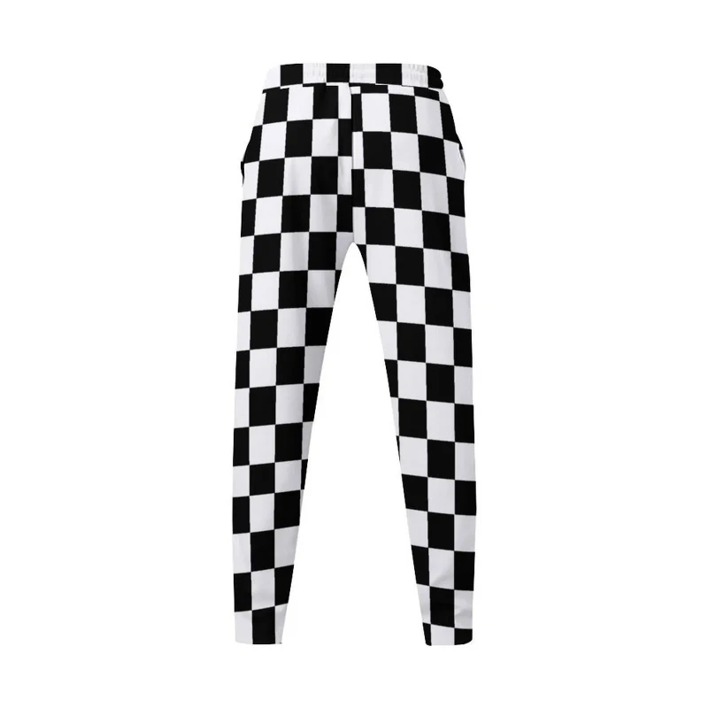 Men's Fashion Casual Checkered Printed Pants Loose Tight Rope Heavyweight Straight Leg Pants