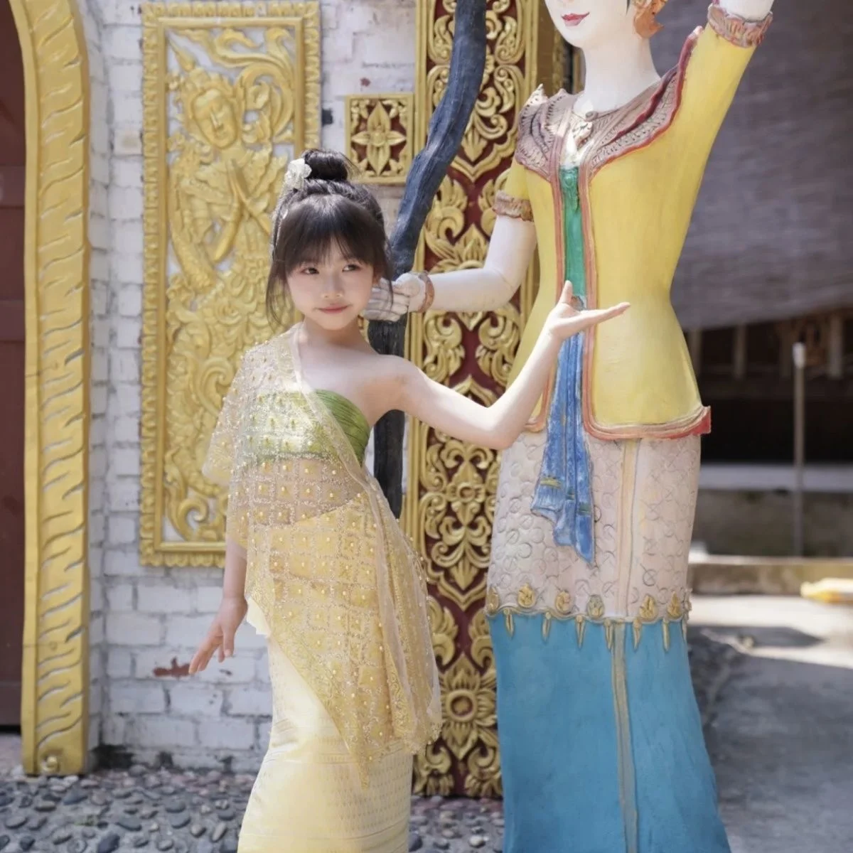 Thailand Myanmar children Dai clothing set Thai Traditional Clothing girl Stage Performance National Outfit Ethnic Costume thai style skirt
