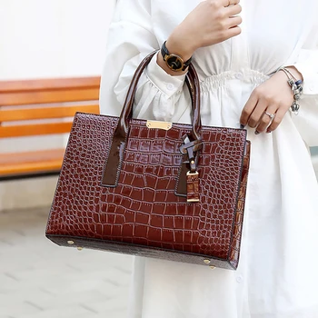 Crocodile Print Women Handbags Purse Tote Bags Adjustable Strap Top Handle Bag Large Capacity Crossbody Bags Work Travel Gift