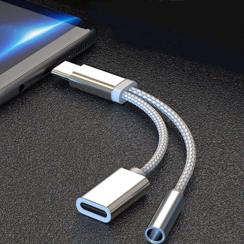 Type c to 3.5mm adapter Type c aux adapter Type c to aux adapter 2 In 1 USB Type C Charging Cable Convertor 3.5mm Audio For Xiaomi Earphone Headphone For Huawei P20 Pro Lite