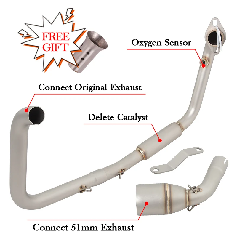 Plug And Play For Benelli TNT125 TNT135 2017 - 2022 Motorcycle Full Exhaust System Front Mid Middle Link Pipe Modify Escpae Moto - - Racext 17