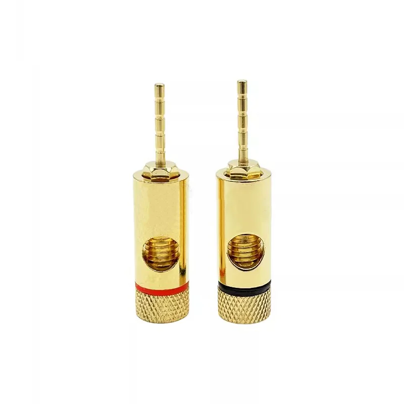 Copper Gold-Plated 2mm Pin Banana Plug Adapter Straight Pin Banana Terminals Speaker Plugs Wiring Connector 5