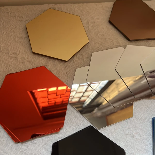 6/12 pièces 3D miroir autocollant mural hexagone décalcomanie décor à la maison bricolage auto-adhésif miroir décor autocollants Art décoration murale 126mm grand 4