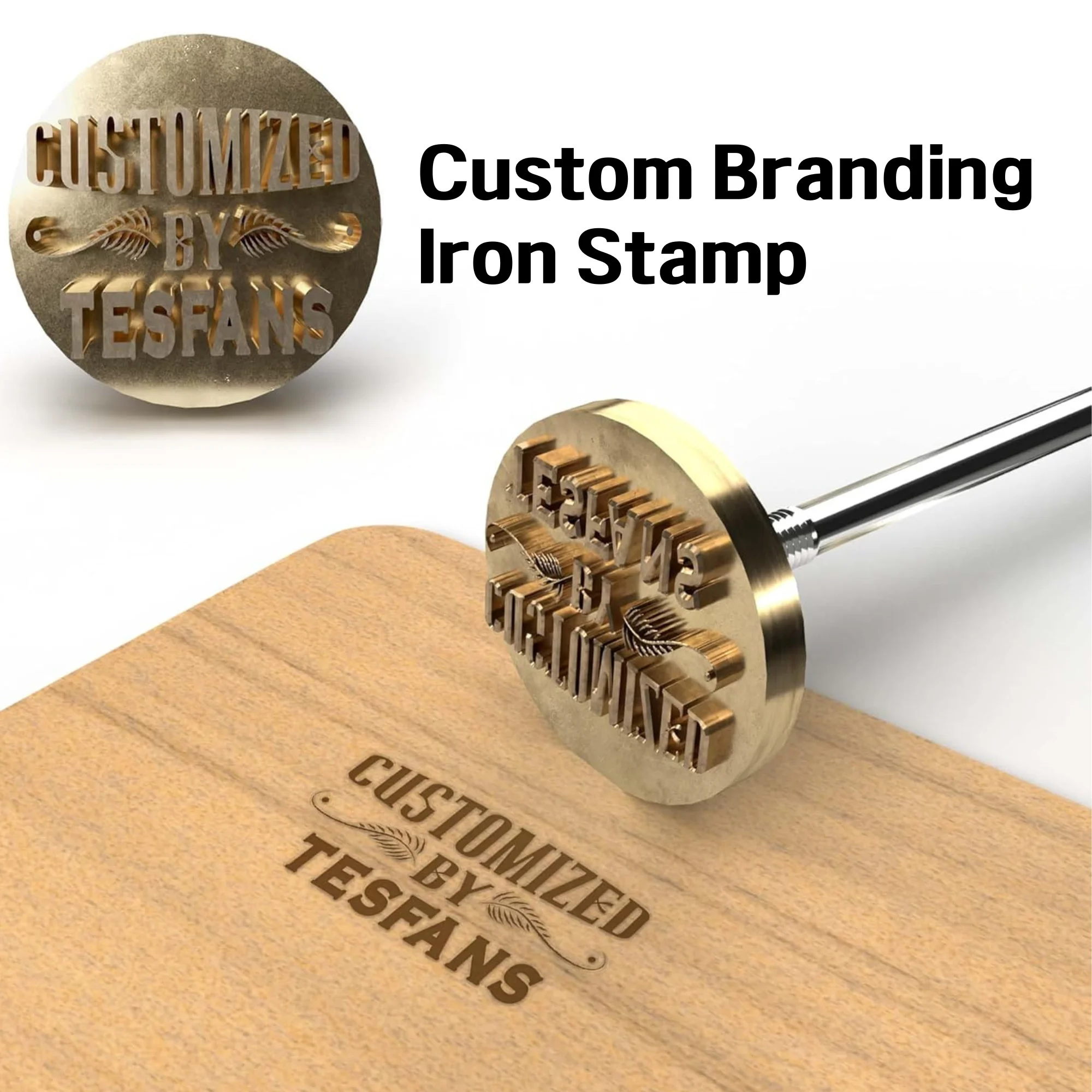 Custom Branding Iron Stamp DIY LOGO Heating Brass Embosser Seals Handle for Wood Leather Cake Hamburger Wedding Party Craft