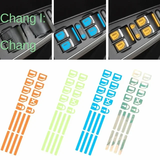 Interior function key switch button glow-in-the-dark prompt sticker Waterproof car sticker Car window lift switch sticker auto p