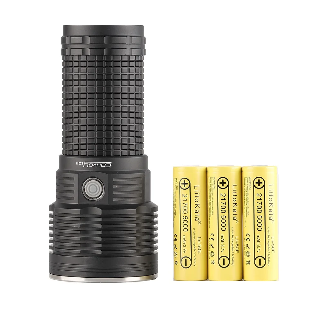 Мощный фонарик Convoy 3X21A SST40, прожектор с дальностью 21700 м, аккумулятором, люмен, для кемпинга, походов, поиска