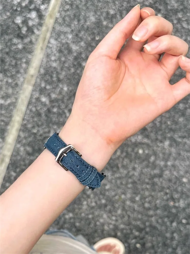 Leather Lined Thin Canvas Dress Band for Apple Watch