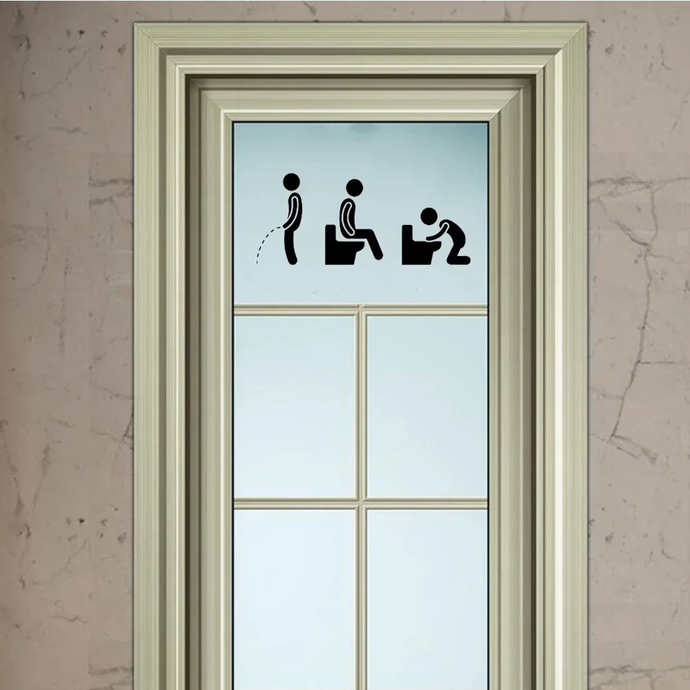 Funny Toilet Stickers Door Decor Washroom Wall Decals Waterproof