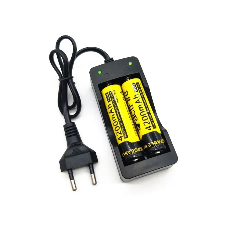 Dual Slot Smart Fast-Charging Safety Charger with US/EU Plug for Rechargeable Li-ion Batteries