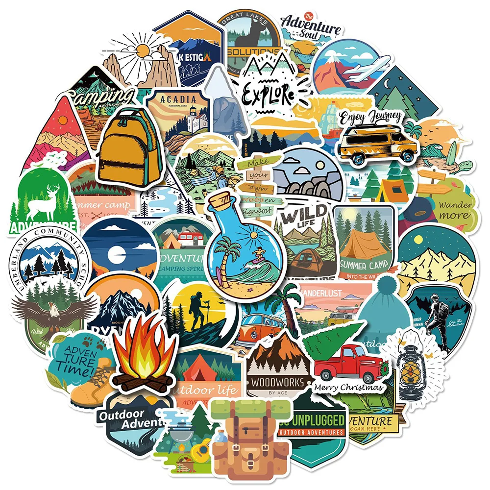 

10/30/50pcs Outdoor Hiking Camping Graffiti Stickers Decal Laptop Phone Car Skateboard Motorcycle Waterproof Sticker Kid Toy