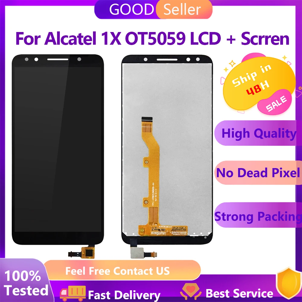

Дигитайзер сенсорного экрана 5,3 дюйма, стеклянный ЖК-дисплей в сборе для Alcatel 1X OT5059 5059 5059A 5059D 5059I 5059J 5059T 5059X 5059Y LCD