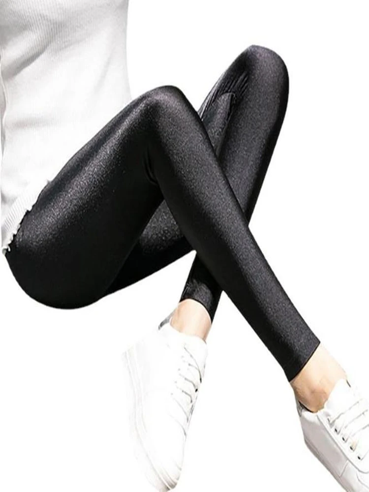 Lady Push Up Slim Leggings Fashion New Style Shine Legging Girl Black  Leggings Summer Autumn Fitness Pant