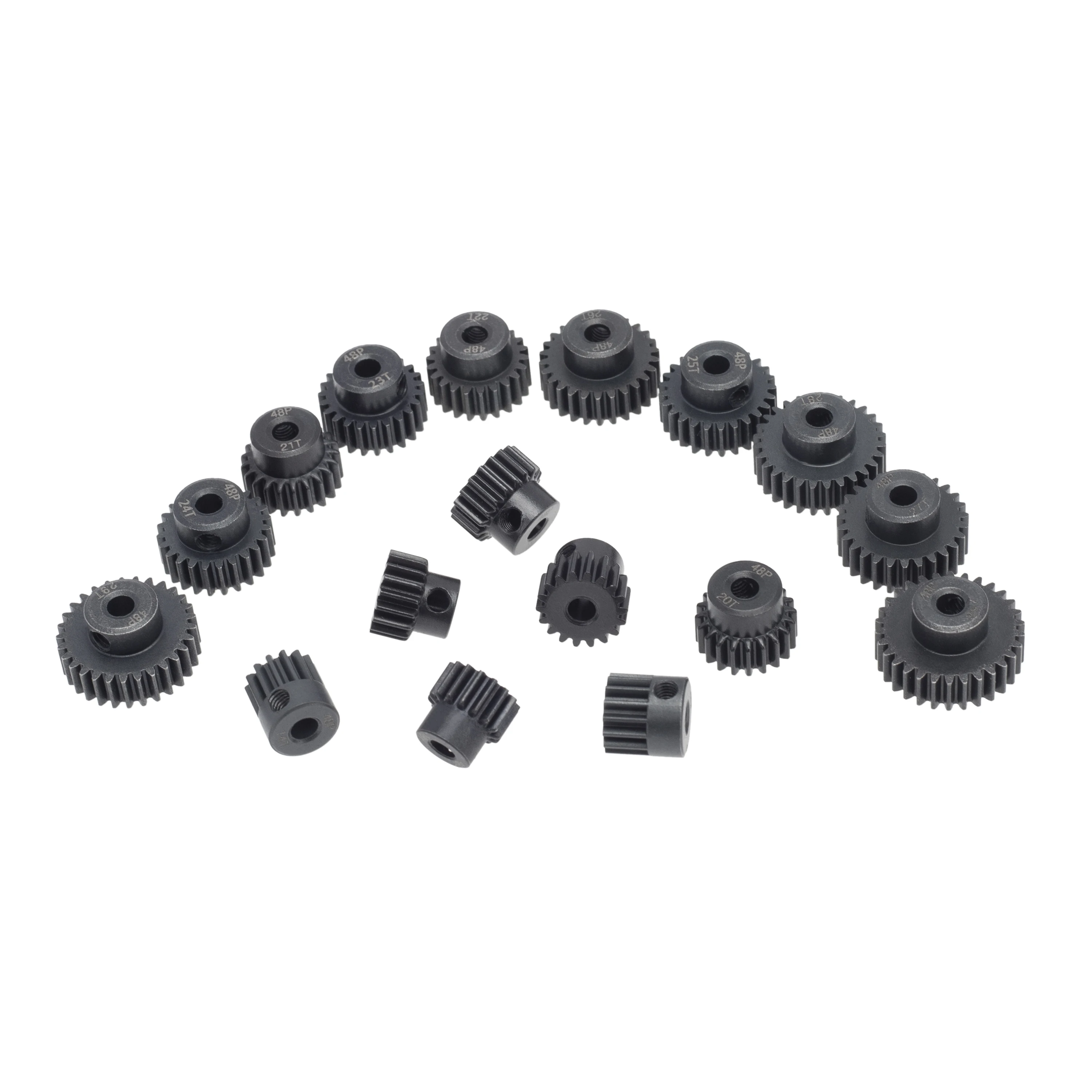 블랙 스틸 금속 피니언 모터 기어 1/10, AXIAL SCX10 RC 모델 자동차 모터 부품, 48P, 3.175mm, 16T, 17T, 18T, 19T, 20T, 22T, 24T, 25T, 26T, 27