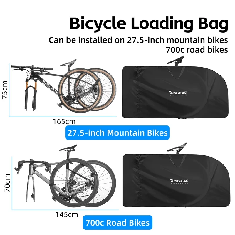 WEST BIKING-Sac de transport de vélo pour VTT, 27.5 pouces, sac de rangement pour vélo de route 700C, sac de cofe de voiture, accessoires de vélo  18