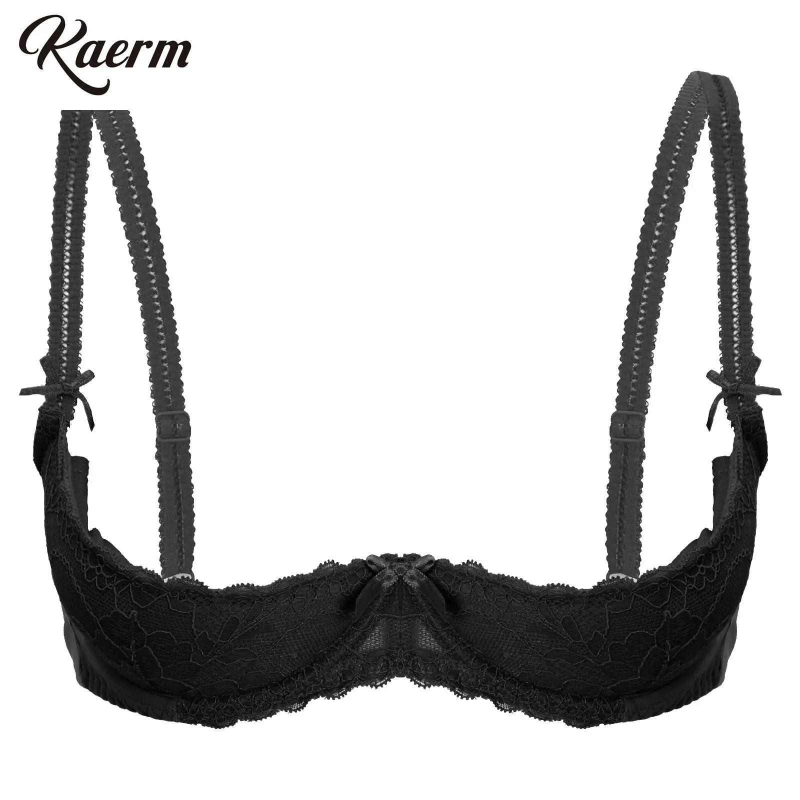 

Womans 1/2 Cup Push Up Underwire Floral Lace Exotic Bra Top Hollow Out Bralette Bustier Top Clubewear for Rave Party