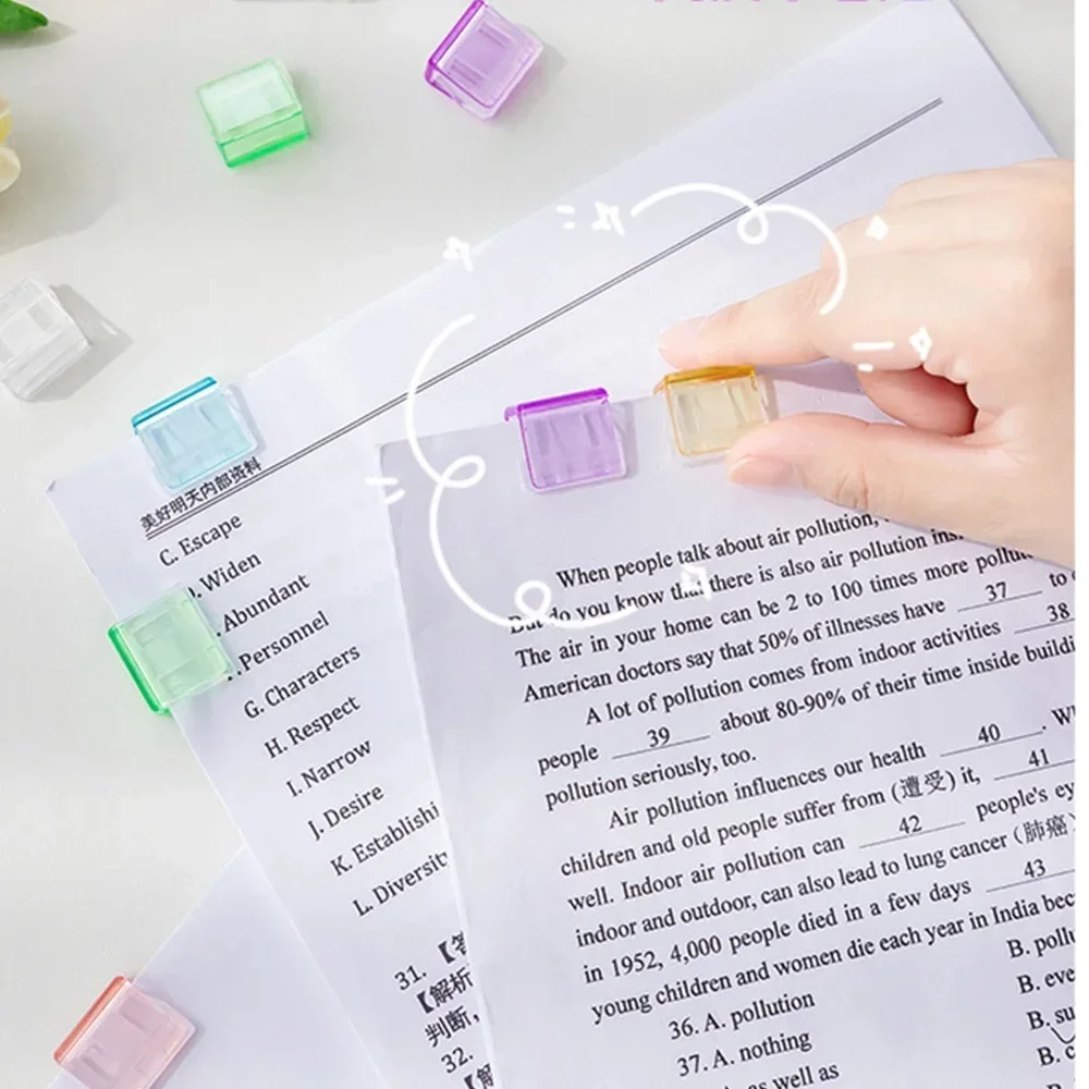 Candy Color Push Paperclip Pusher Transparent Test Paper File Storage Clip Bookmark Student Stationery School Office Supplies paper clips