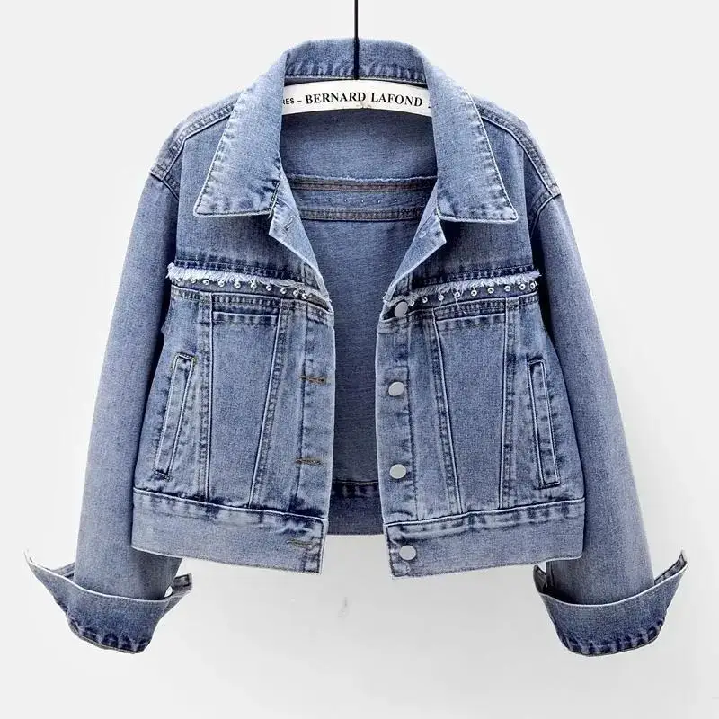 

Autumn New Denim Suit Jacket Femme Long-Sleeve Top Single-breasted Vintage Jeans Coat Blazer Women Outerwear Cardigan Clothing