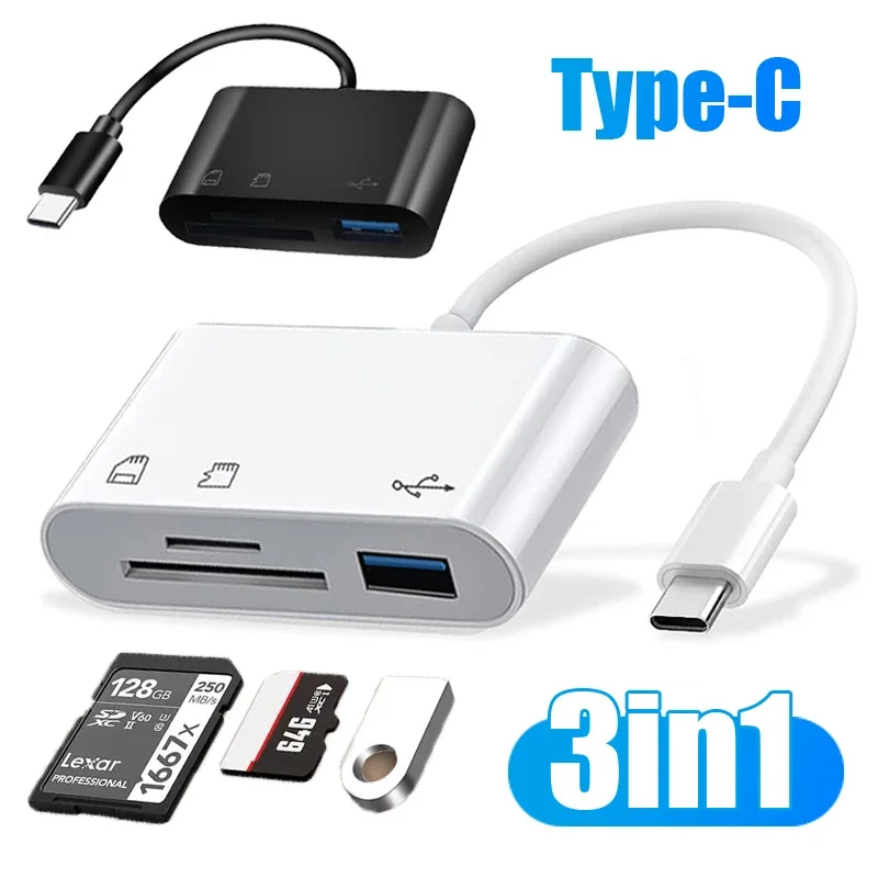3 in 1 Type-C micro adapter TF SD memory card reader for Macbook Huawei Samsung Xiaomi Type-c to USB C A multi port OTG adapter-type c otg adapter,memory card reader