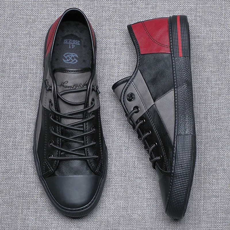 New 2023 Autumn Leather Men's Casual Shoes Soft Upper Designer Shoes for Men Loafers Flat Sneakers Breathable Slip on Men Shoes 6
