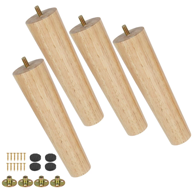 Kit de pieds de meubles en bois massif, hauteur 8/15/20cm, cône incliné, canapé-lit, armoire, Table et chaise de remplacement 2