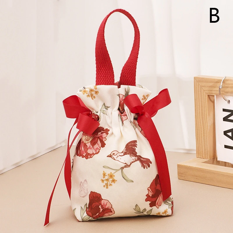 Noel Hediye Çantaları Kanvas Tatlı Fiyonk Çiçek İpli Ambalaj Çantası Noel Düğün Şeker Takı Paketleme Hediyeler Çanta Şeker Kutusu