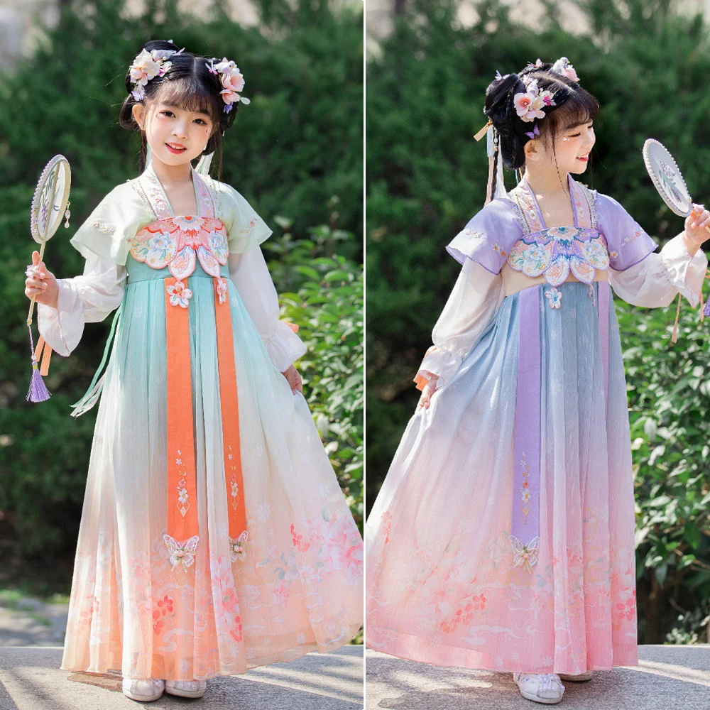 

Chinese Ancient Clothes Hanfu Dress For Girls Butterfly Fairy Costume Halloween Party Carnival Cosplay Performance Han Fu Kids
