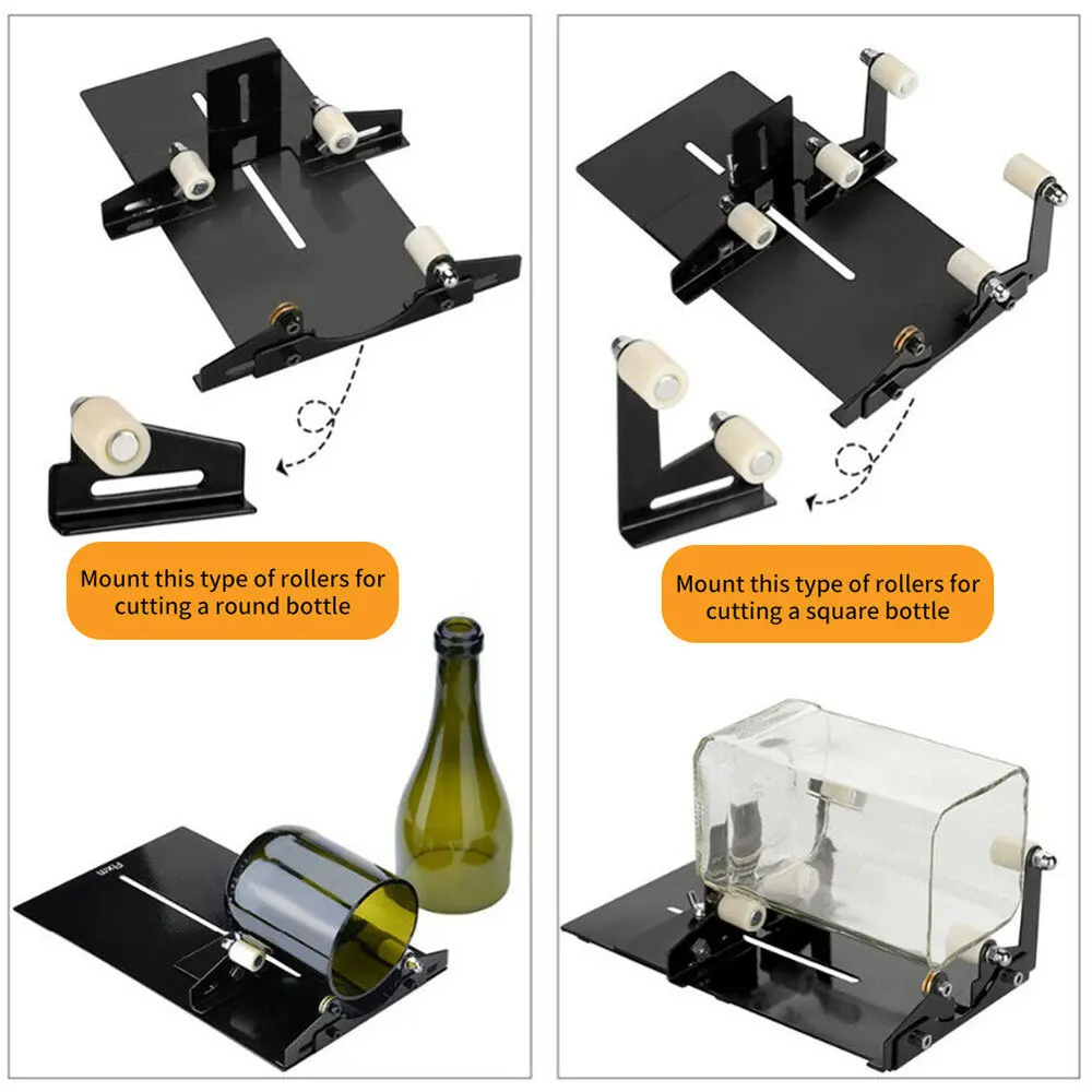 19Pcs Glass Bottle Cutter Tool Square Round Wine Beer Glass Sculptures Cutter Machine for Beer Glass Cutting Bottles Holder DIY 5