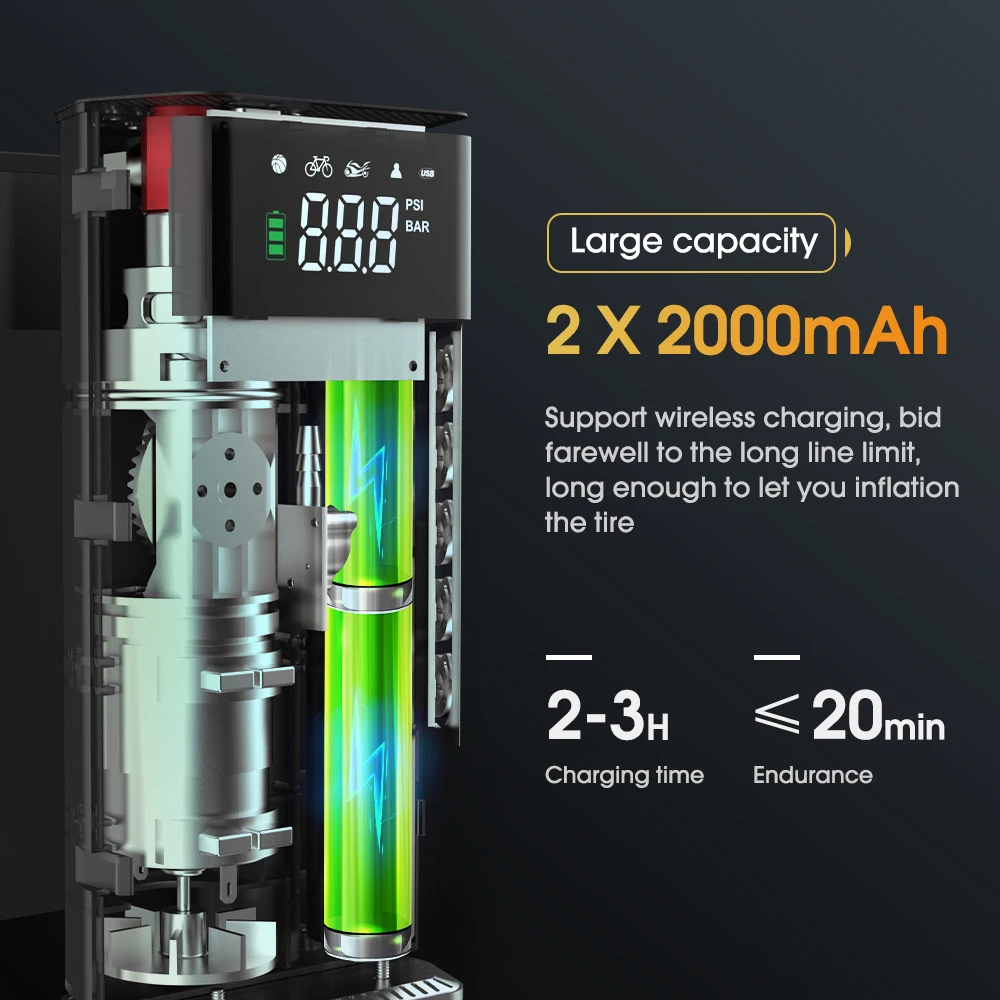 Electrical Car Air Pump Wireless Fast Inflation Portable Tire Inflator Air Compressor Motorcycle Cycling Road Bike Balls CARSUN air pump electric tire inflator air compressor pump air compressor tire inflator inflatable pump